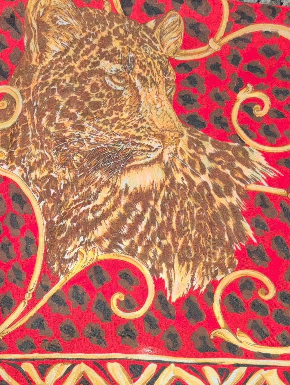Animal Print Scarf in Red , Brown, Black And White - New Without Tags